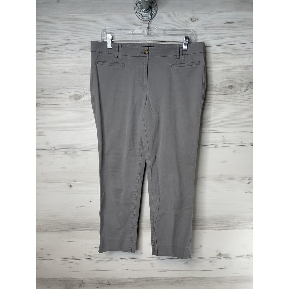 Ann Taylor Capri Pants Womens 8 Gray Stretch Career Trousers Pockets Office Work